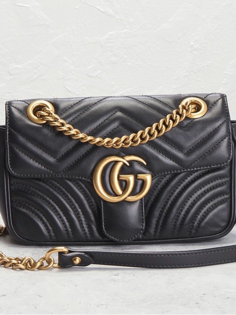 Gucci Black Quilted Leather Shoulder Bag with Gold Hardware